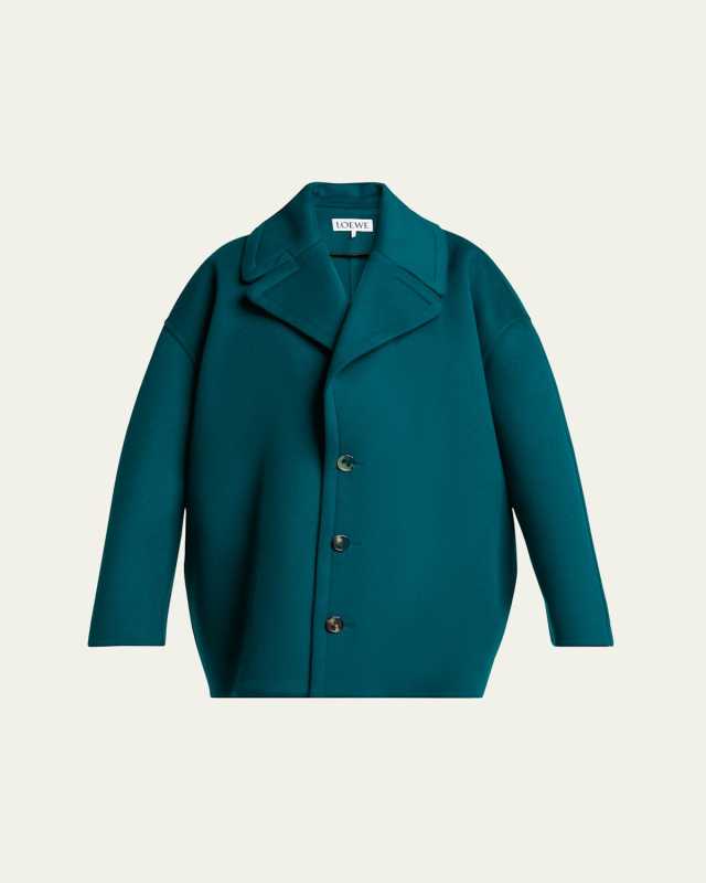 Single-Breasted Wool Cropped Coat
